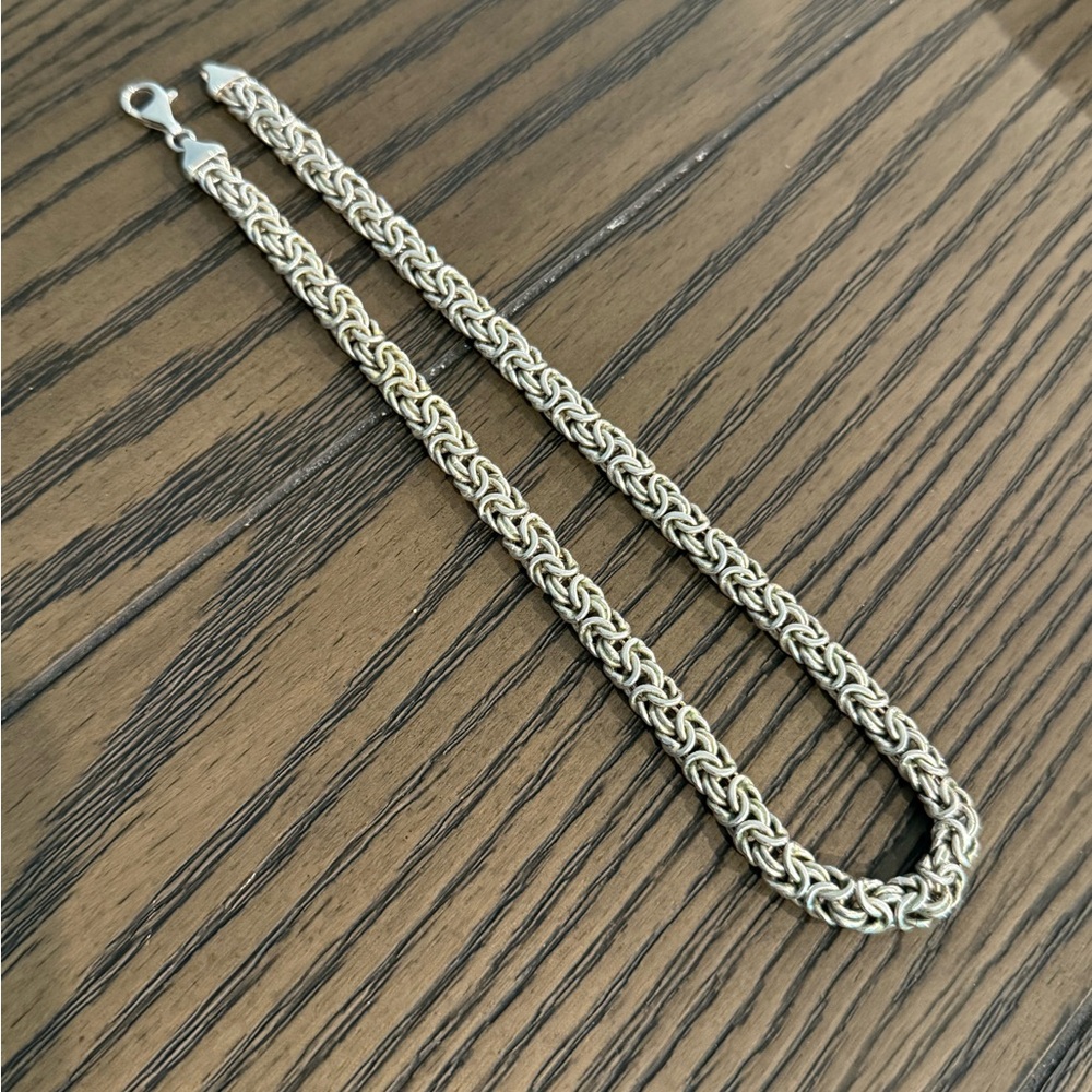 Sterling Silver Milor Italy 17.5” Byzantine Chain Necklace Lobster Clasp